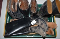Lot 399 - Four pairs of black leather riding boots,...