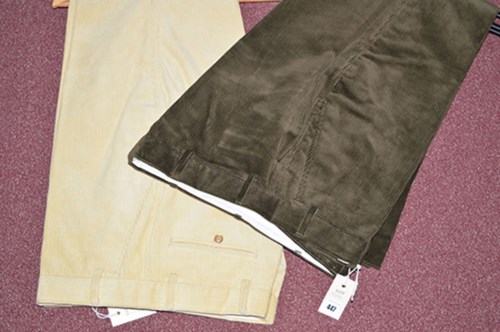 Lot 447 - A pair of Barbour green corduroy trousers 38...