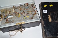 Lot 525 - Two large black japanned metal fly boxes with...