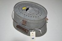 Lot 549 - A galvanised tin bait kettle with handle,...
