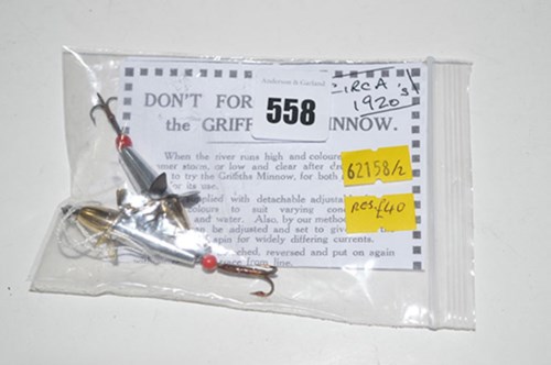 Lot 558 - Two Griffith minnows c.1920's, body length 1...