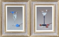 Lot 675 - **** Casas - wine glass with blue flower; and...