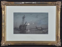 Lot 687 - George Balmer - estuary scene with moored...