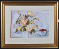 Lot 709 - Una Strachan - still-life of roses and...