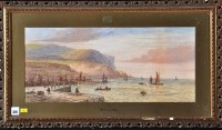 Lot 716 - Frank Hider - a busy fishing harbour, signed,...