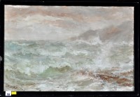 Lot 758 - John Falconer Slater - waves breaking on the...