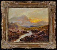 Lot 769 - George Blackie Sticks - ''Sunset: Bannock Moor'...