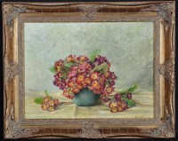 Lot 782 - H*** Normann - study of primroses in a green...