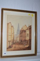 Lot 820 - *** Downe - French town scene, figures and dog...