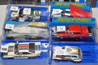 Lot 1136 - Six Scalextric slot card to include a Ford...