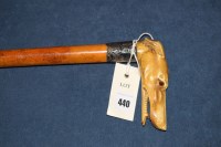 Lot 440 - A malacca cane, c.1900, with embossed silver...