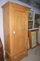 Lot 623 - A 19th Century style polished pine wardrobe,...