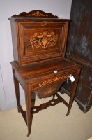 Lot 765 - A 19th Century inlaid rosewood writing cabinet,...