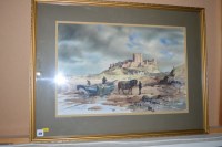 Lot 479 - A watercolour, by Ronald Moore - ''Bamburgh...