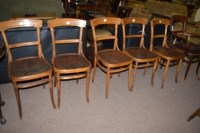 Lot 601 - A set of five Austrian stained Bentwood chairs,...