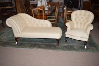 Lot 1744 - A chaise lounge with button-back stuff-over...