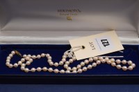 Lot 127 - A cultured pearl necklace set yellow metal...