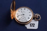 Lot 172 - A 9ct. yellow gold cased Hunter pocket watch,...