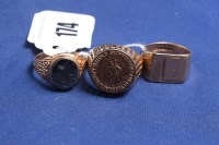 Lot 174 - A hematite set signet ring, with carved...