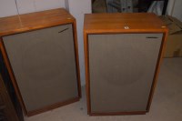 Lot 706 - A pair of tannoy speakers in teak cases,...
