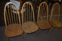 Lot 751 - Ercol: four elm spindle-back dining chairs,...