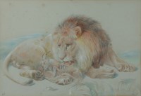 Lot 23 - William Huggins (1820-1884) Study of a lion...
