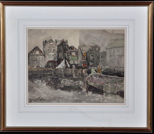Lot 46 - George Edward Horton (1859-1950) A Dutch canal...