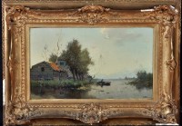 Lot 216 - E*** Ydema (Dutch 1876- ) ''On a Frisian Lake''...