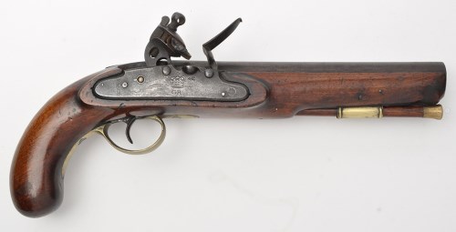 Lot 347-A large early 19th Century flintlock pistol, by...