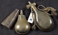 Lot 357 - An early 20th Century horn powder flask, of...