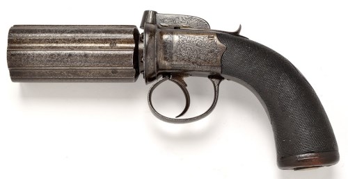 Lot 395 - An early 19th Century pepper pot revolver,