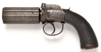 Lot 395 - An early 19th Century pepper pot revolver, the...
