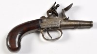 Lot 400 - A late 18th Century box flintlock pistol, with...