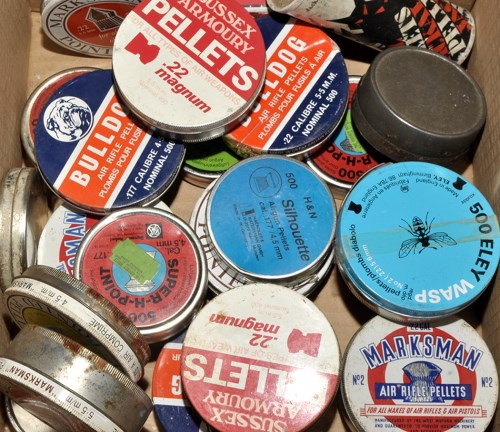 Lot 450 - A large quantity of air rifle pellets, in tins,...