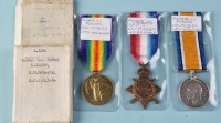 Lot 475 - A group of three WWI Medals, awarded to 13159...