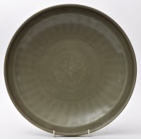 Lot 512 - Chinese Longquan Celadon dish, centre with...