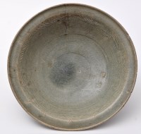 Lot 514 - Chinese carved Celadon bowl, interior border...
