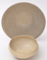 Lot 520 - Chinese white glaze shallow bowl, with central...