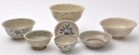 Lot 525 - Six Chinese blue and white bowls, sides with...