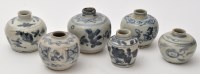 Lot 528 - Six blue and white jars, the sides with panels...