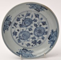 Lot 536 - Chinese blue and white saucer dish, central...