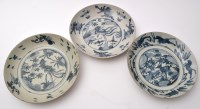 Lot 542 - Three blue and white Chinese dishes, the...