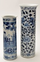 Lot 558 - Two Chinese blue and white cylinder vases,...