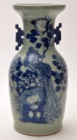 Lot 559 - Chinese celadon ground baluster shaped vase,...