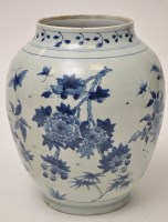 Lot 561 - Chinese blue and white ovoid shaped jar, with...