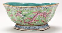 Lot 563 - Chinese 'Leaf' form enamel ground footed bowl,...