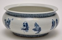 Lot 573 - Chinese blue and white censer of squat form,...