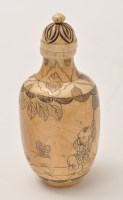Lot 591 - Chinese bone snuff bottle and stopper, the...