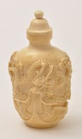 Lot 592 - Chinese carved ivory snuff bottle and stopper,...