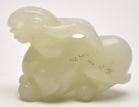 Lot 605 - Chinese carved jade hare, height 4 x 3.2cm.